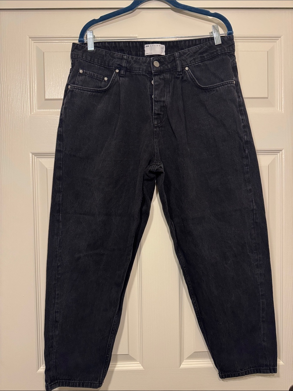 ASOS Pleated Front Button Fly Barrel Jeans